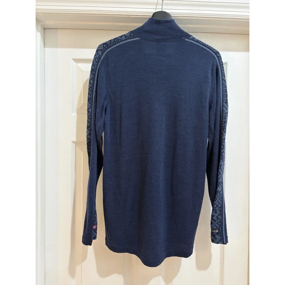 NWT Viking of Norway Merino Wool Bamboo Quarter Zip Top Blue Size S